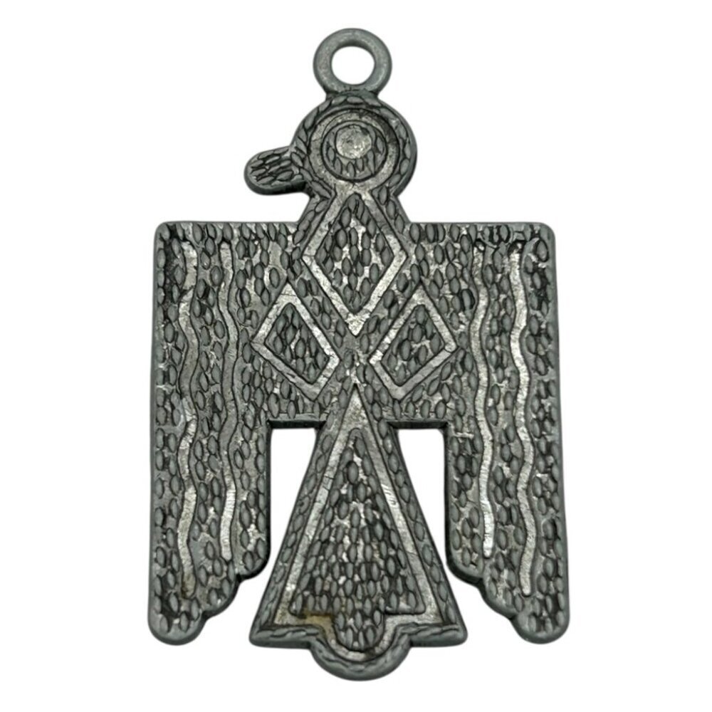 Vintage Thunderbird Pendant Southwestern Silver Tone Bird Rhinestone Charm